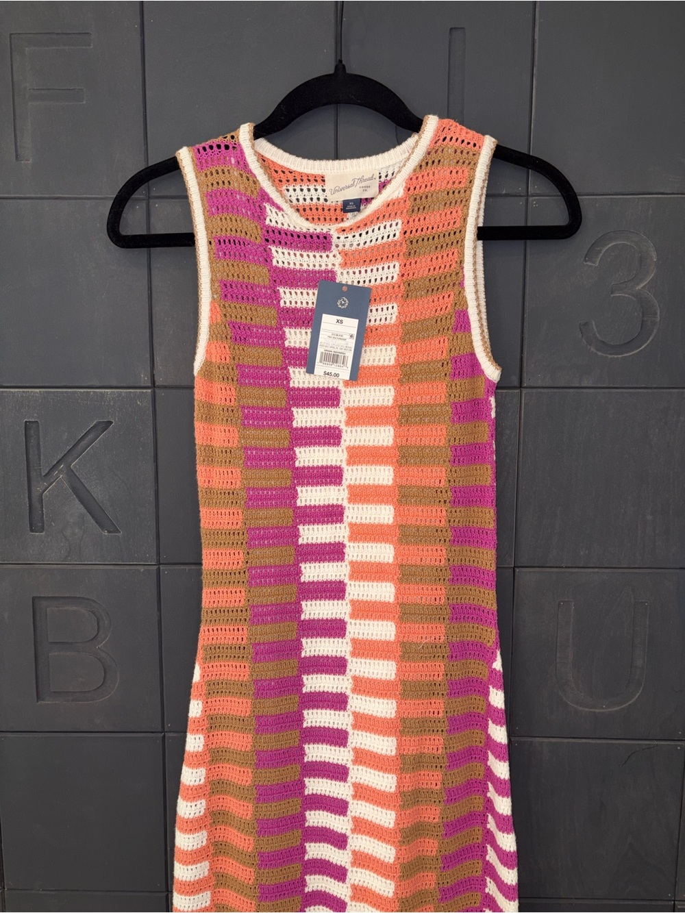 Universal Thread Sleeveless Crochet Maxi Dress in Pink, Orange & White - Picture 2 of 9